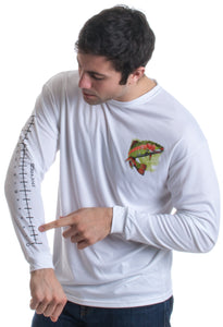 Fishing Ruler - Long Sleeve Wicking Fisherman Shirt Forearm Ruler T-shirt