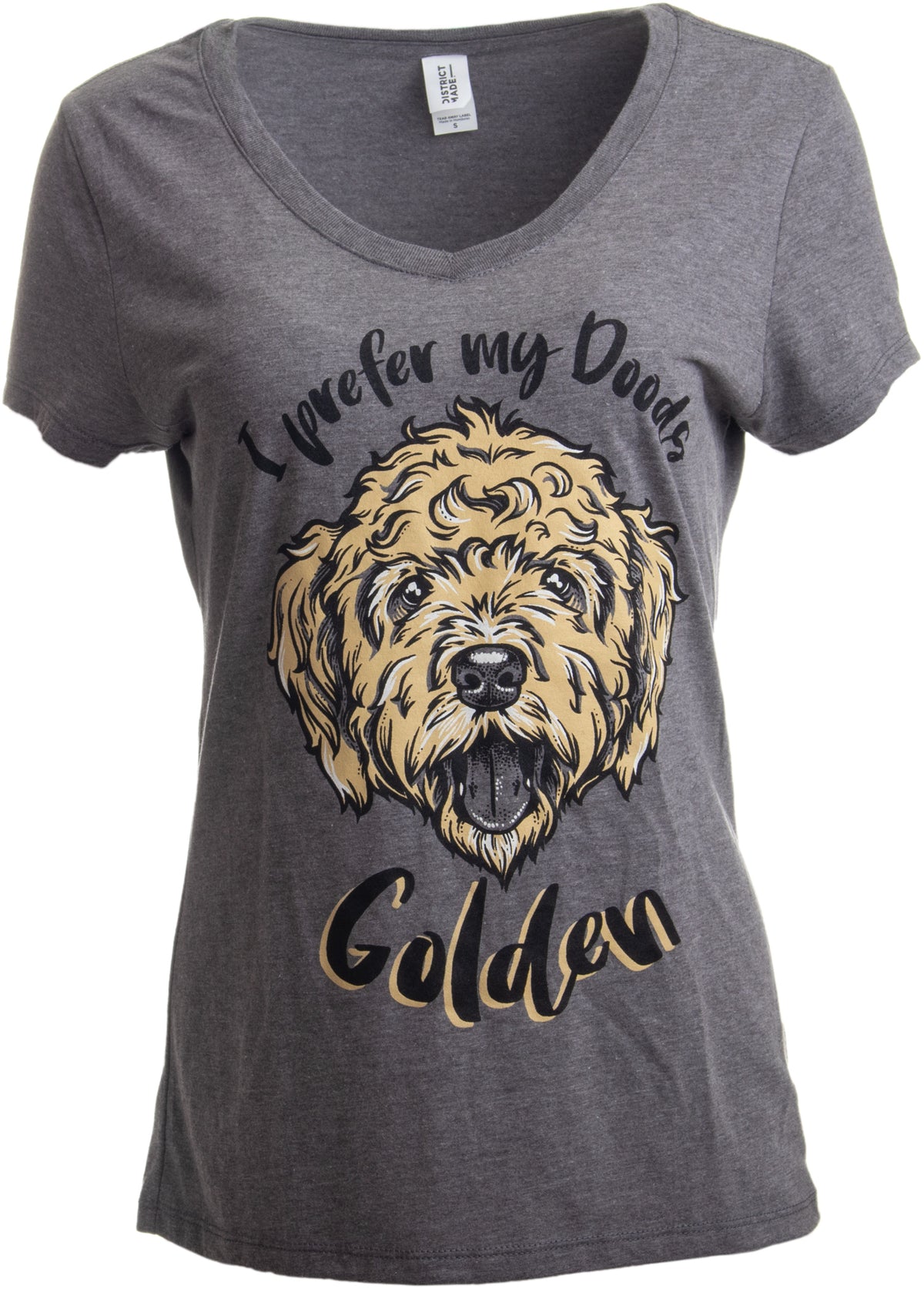 I Prefer My Doods Golden | Funny Goldendoodle Golden Doodle Dog V-neck T-shirt