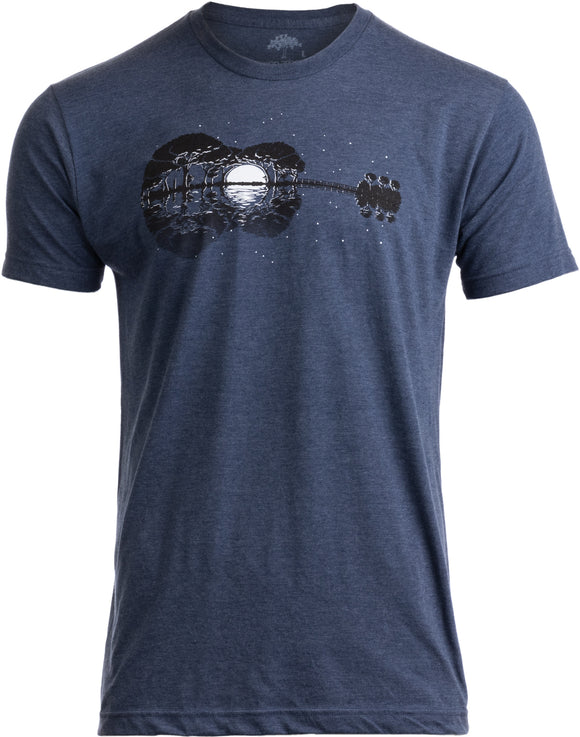 Acoustic Guitar Moonrise - Guitarist Musician Music Player T-shirt for Men