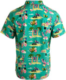 Workout Flamingos | Funny Lifting Hawaiian Button Down Polo Party Lift Shirt Men