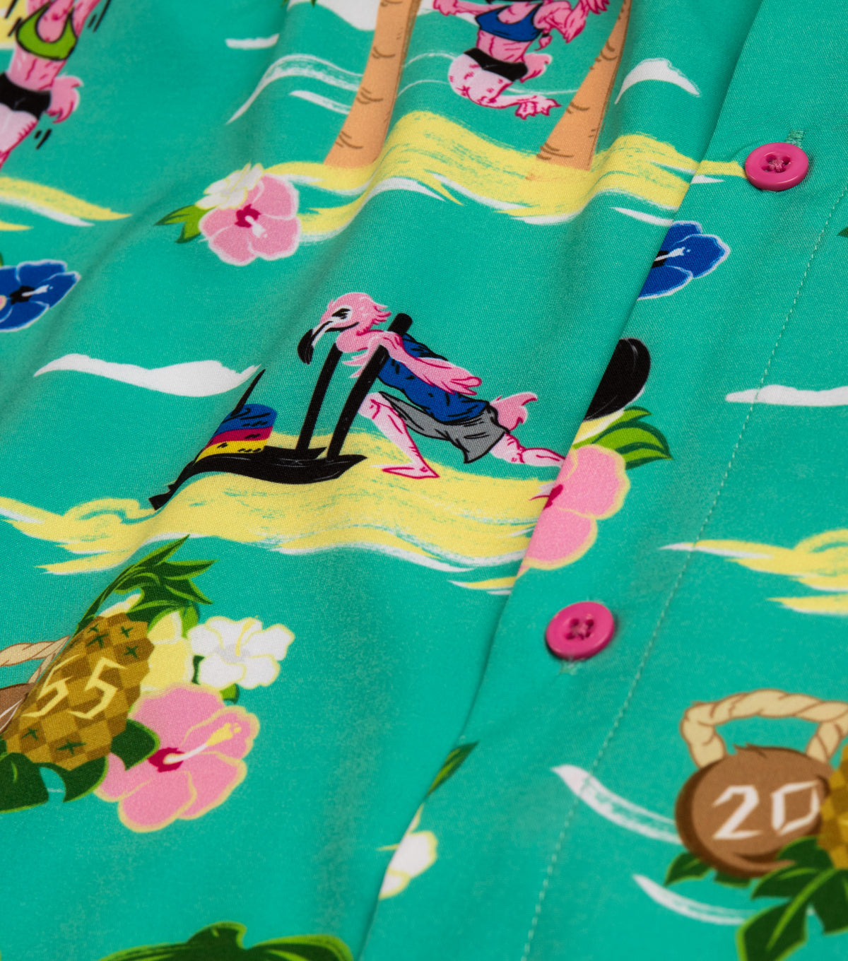 Workout Flamingos | Funny Lifting Hawaiian Button Down Polo Party Lift Shirt Men