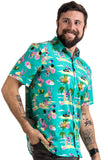 Workout Flamingos | Funny Lifting Hawaiian Button Down Polo Party Lift Shirt Men