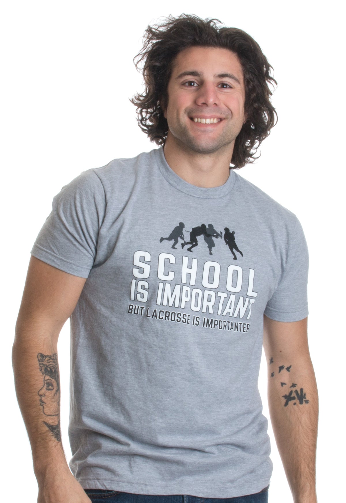 School is Important but Lacrosse is Importanter | Funny Lax Unisex T-shirt