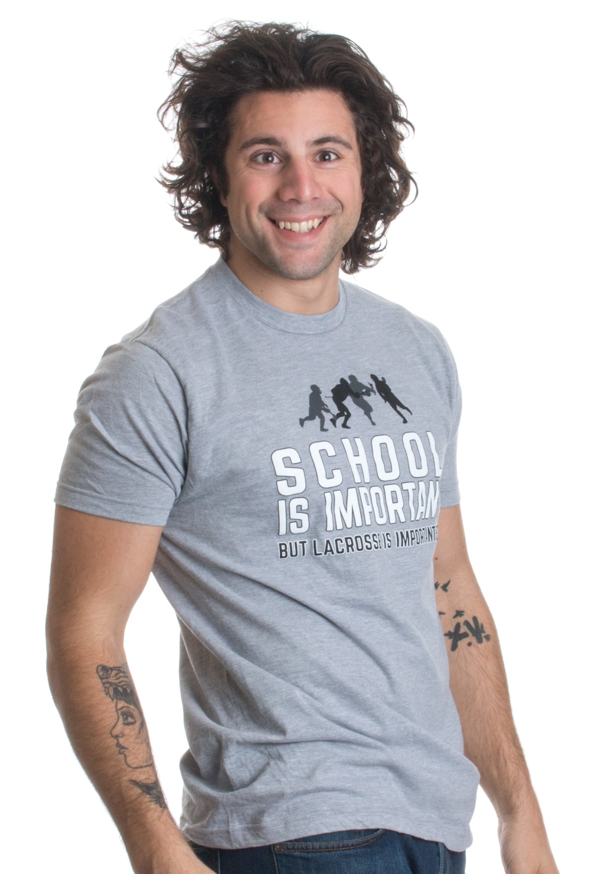 School is Important but Lacrosse is Importanter | Funny Lax Unisex T-shirt