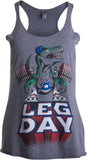LEG DAY | Funny Weight Lifter Barbell Training Squat Workout Women's Racer Tank