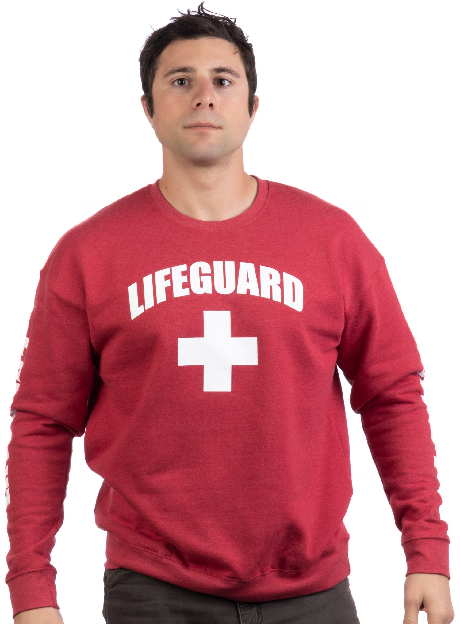 LIFEGUARD Red Unisex Uniform Fleece Sweatshirt Crewneck Sweater