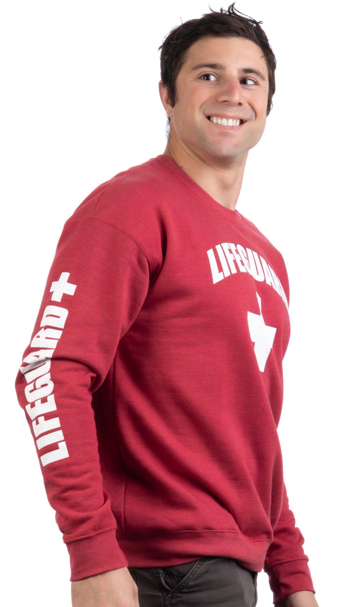 LIFEGUARD | Red Unisex Uniform Fleece Sweatshirt Crewneck Sweater for Men Women