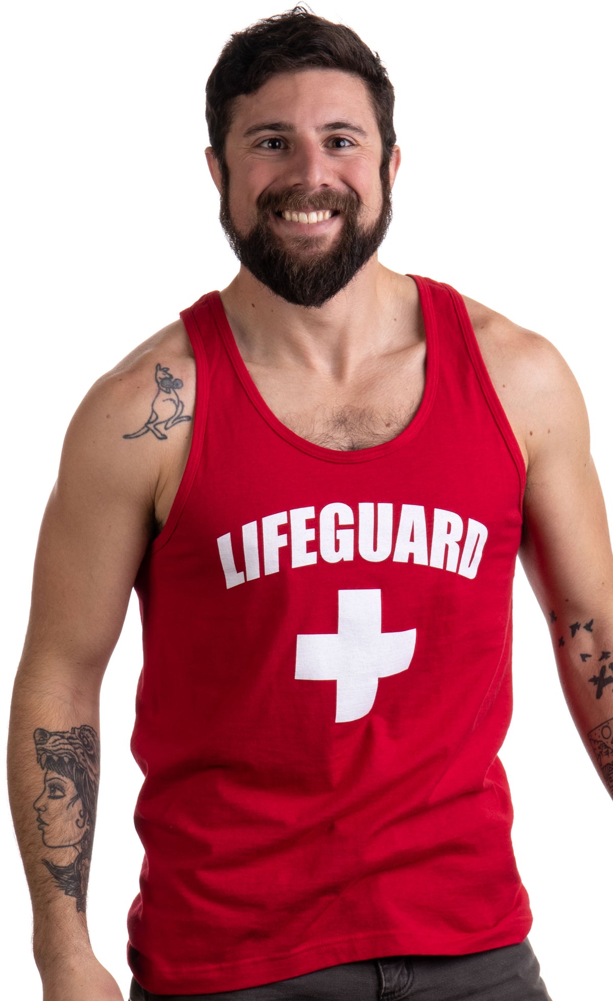 LIFEGUARD | Red Adult Lifeguarding Uniform Costume Unisex Tank Top Men Women