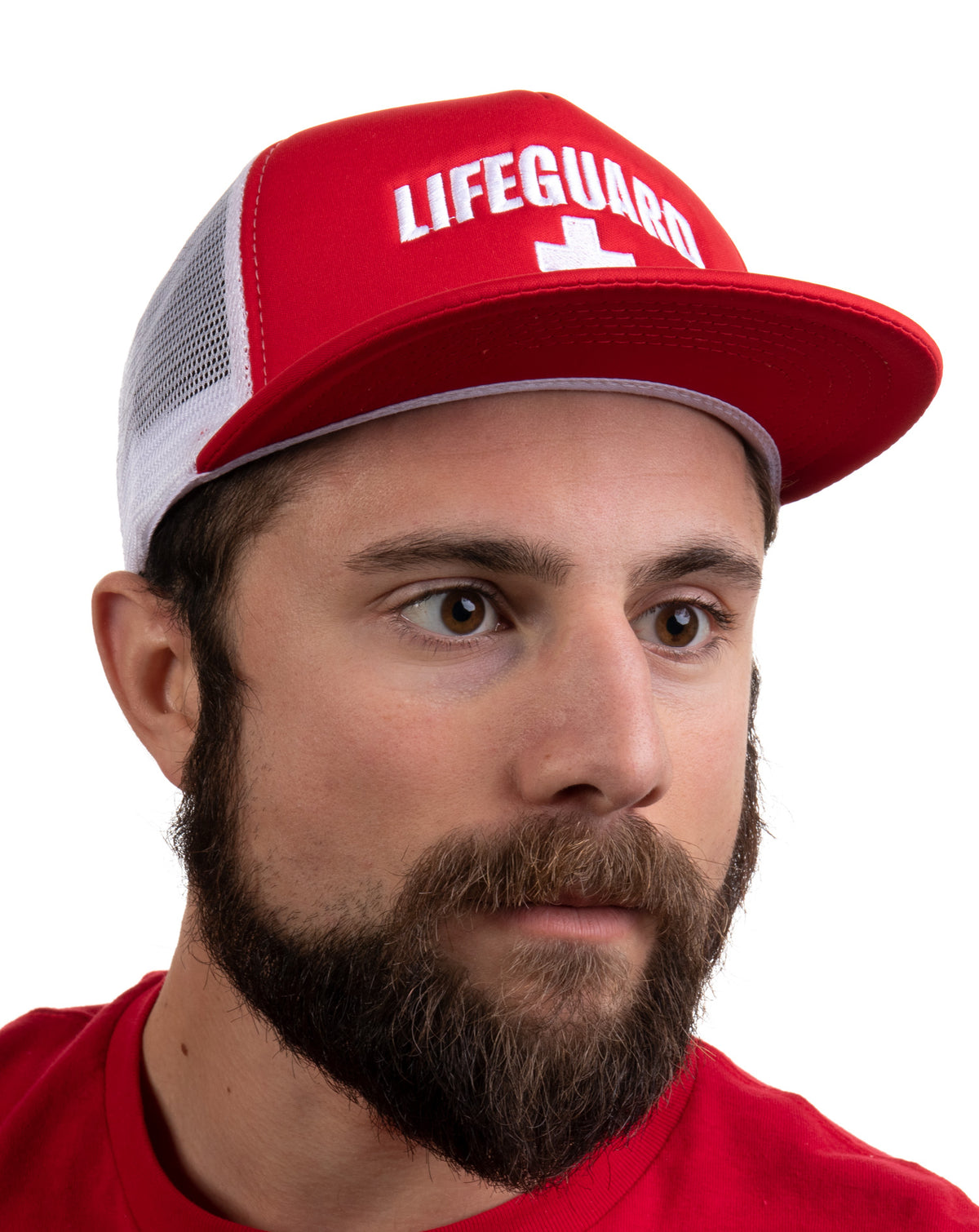 Lifeguard Snapback Hat | Flat Brim Guard Red Baseball Cap Men Women Cool Uniform