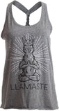 Llamaste | Cute, Funny Yoga Llama Namaste Workout Racerback Tank Top for Women