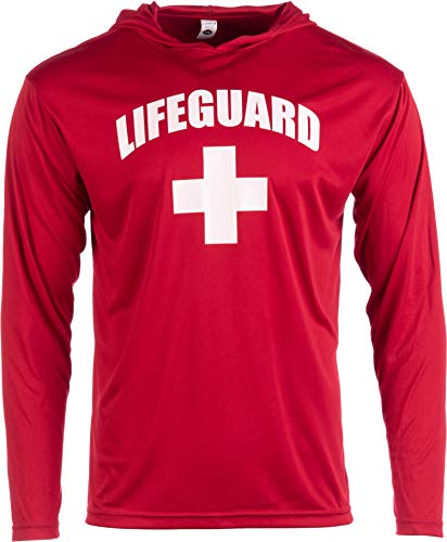 Lifeguard | Red UPF 50+ Sunblocking Sun Shirt Performance Uniform Costume Hoodie T-Shirt