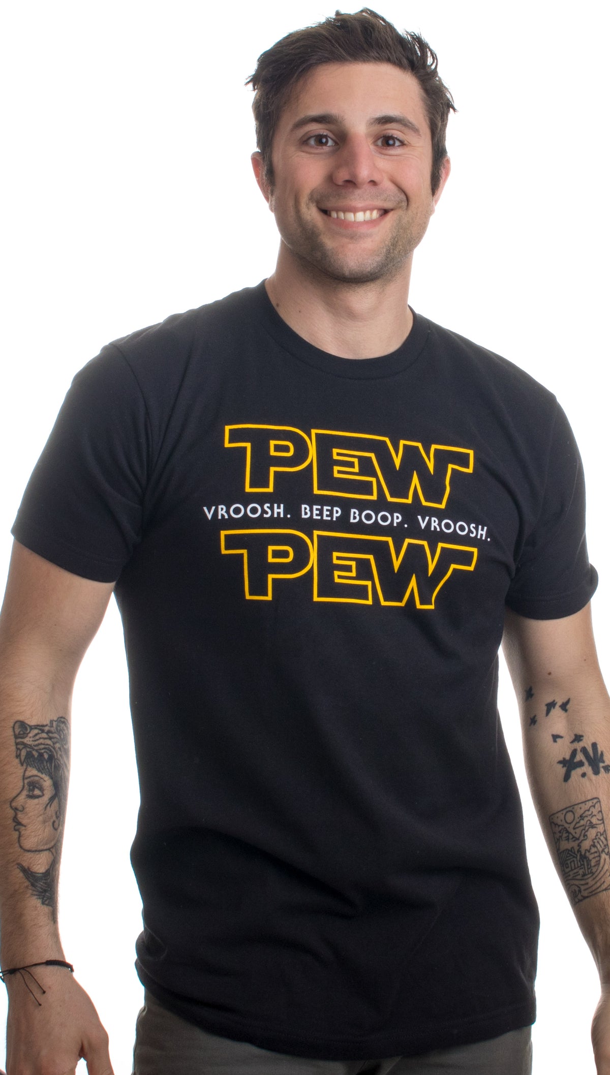 Pew Pew Wars | Funny Sci-fi Space Star Noises Science for Geek Men Women T-shirt