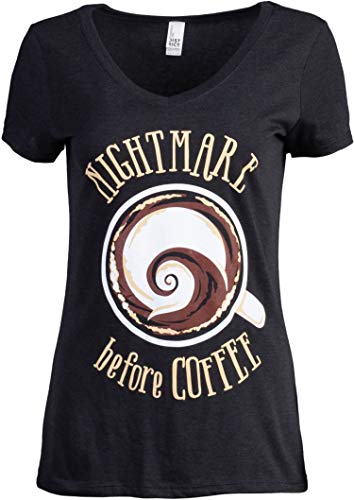 Nightmare Coffee | Funny Sassy Coffee Drinker Ladies V-neck T-shirt