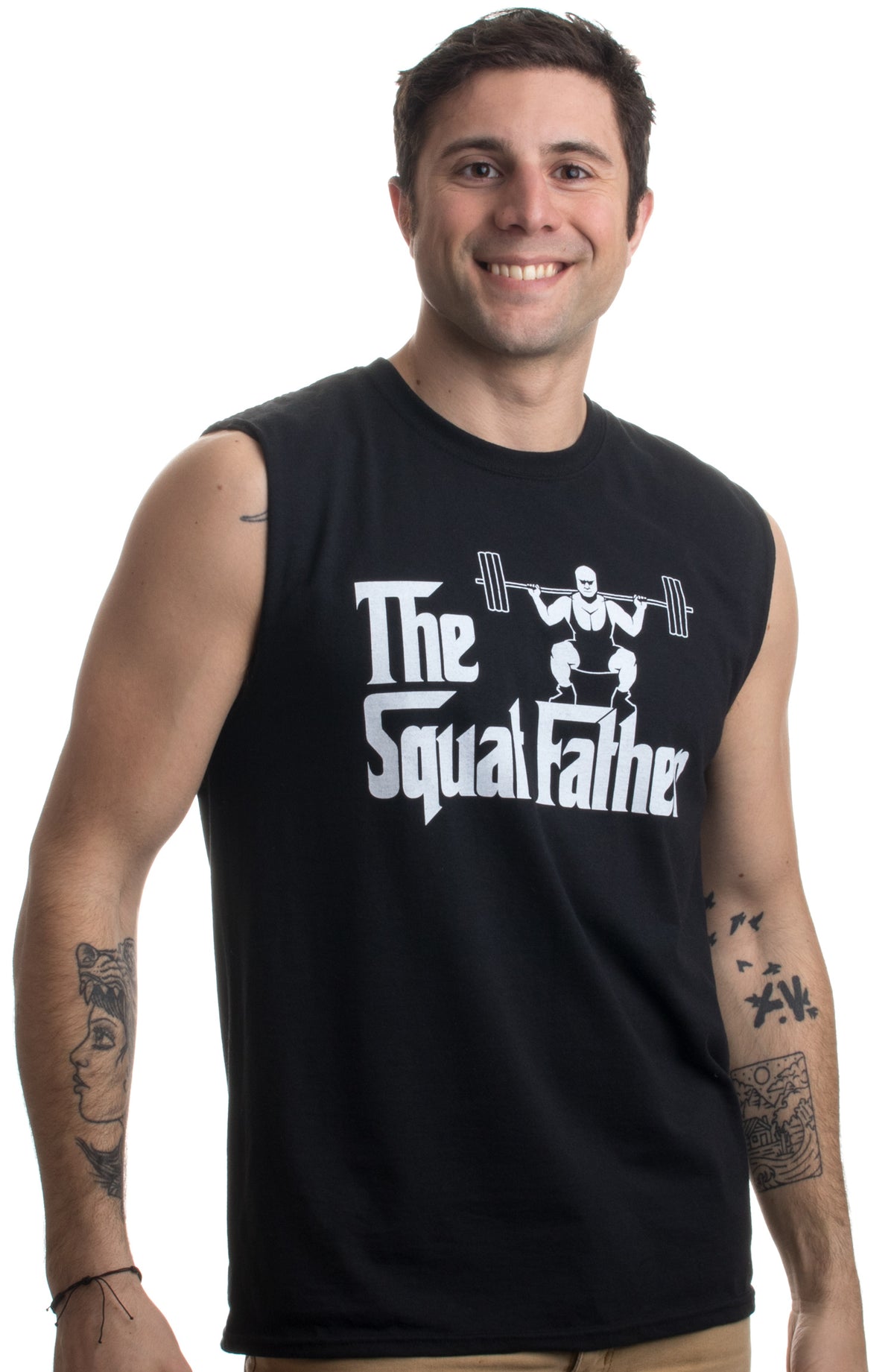 The Squat Father | Funny Workout Weight Lifting Sleeveless Muscle Shirt for Men