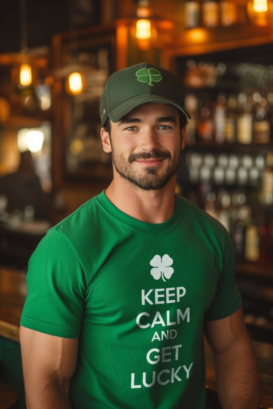 Keep Calm And Get Lucky - St. Patrick's Day Good Luck Funny T-shirt - Men's/Unisex