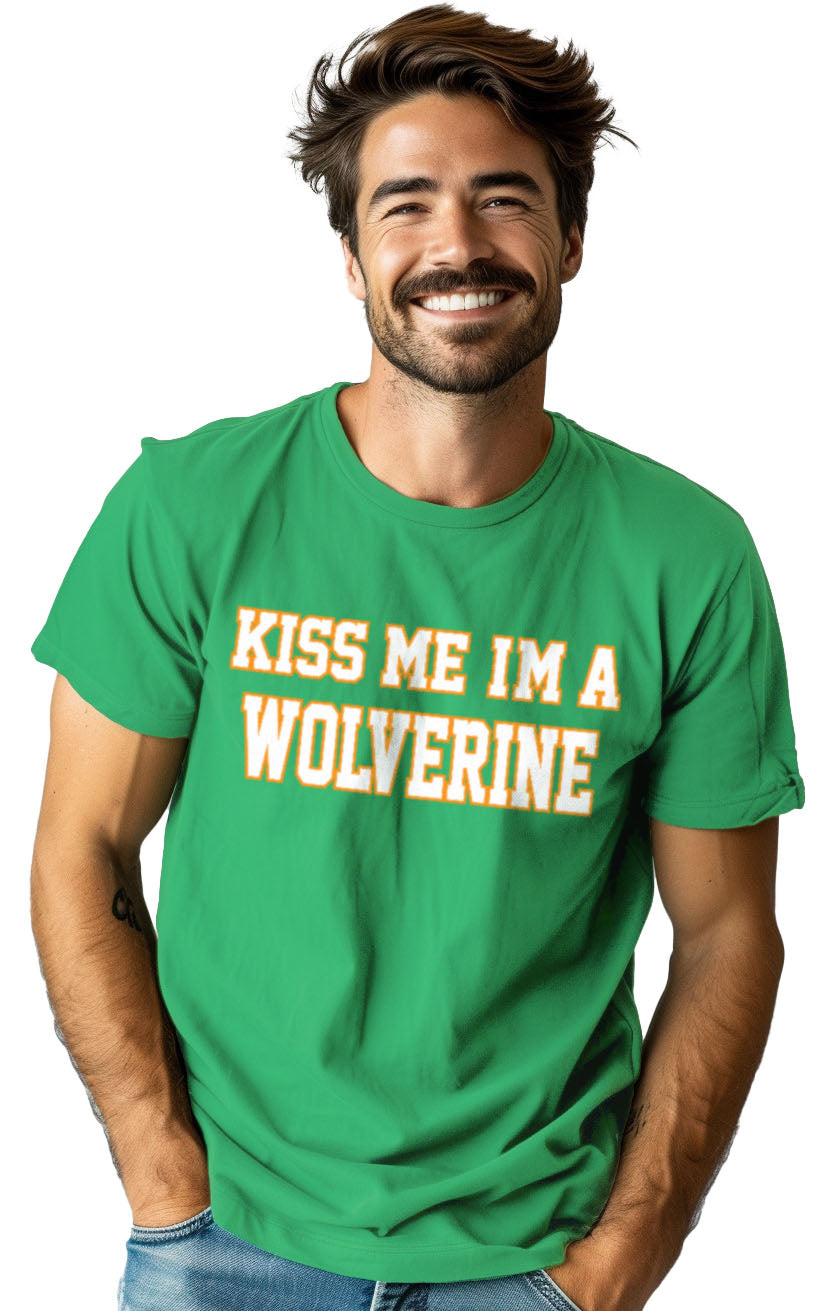 Kiss Me, I'm A Wolverine - St. Patrick's Day Ann Arbor Drunk T-shirt - Men's/Unisex
