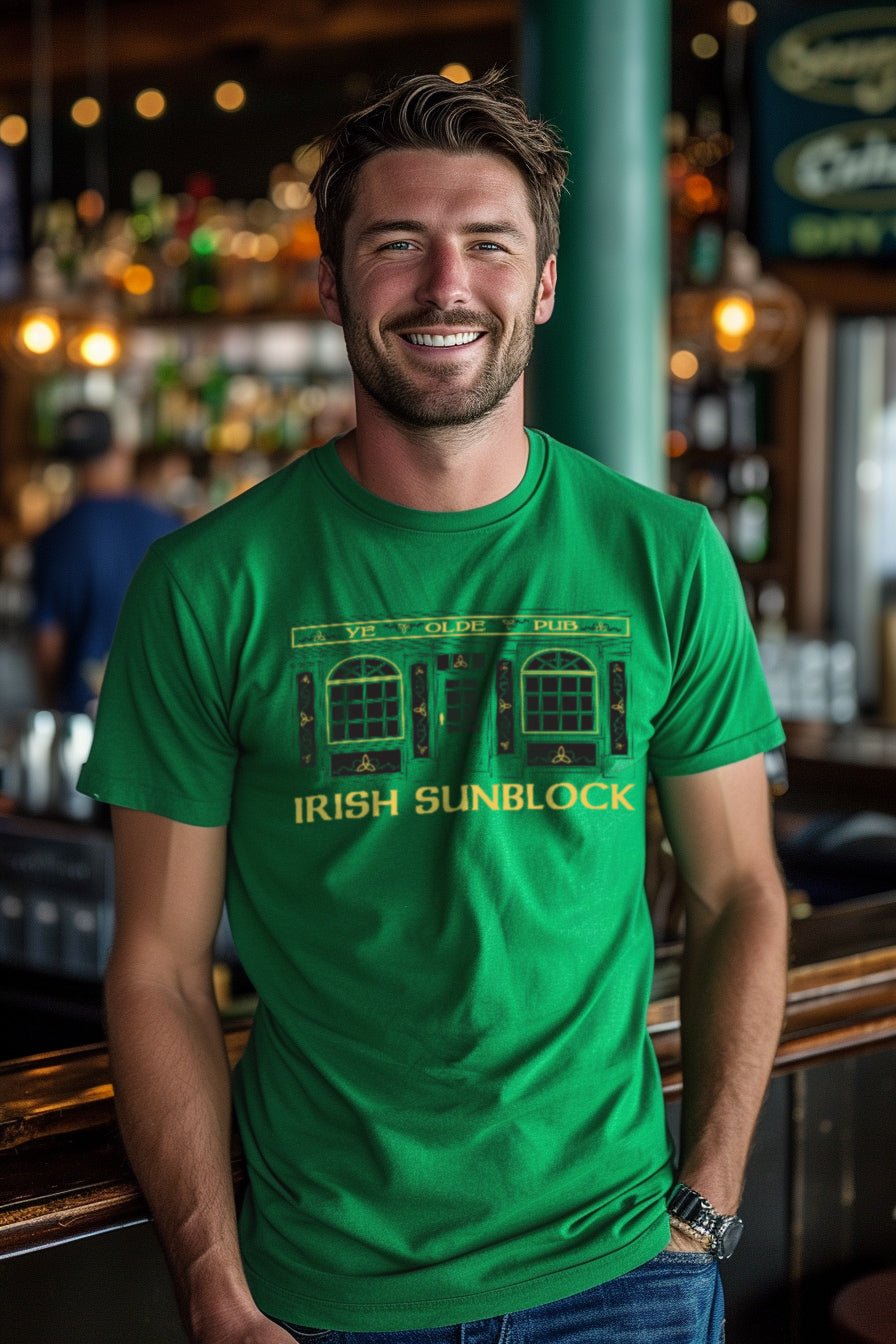 Irish Sunblock - St. Patrick's Day Funny Pub Drinking Party T-shirt - Men's/Unisex