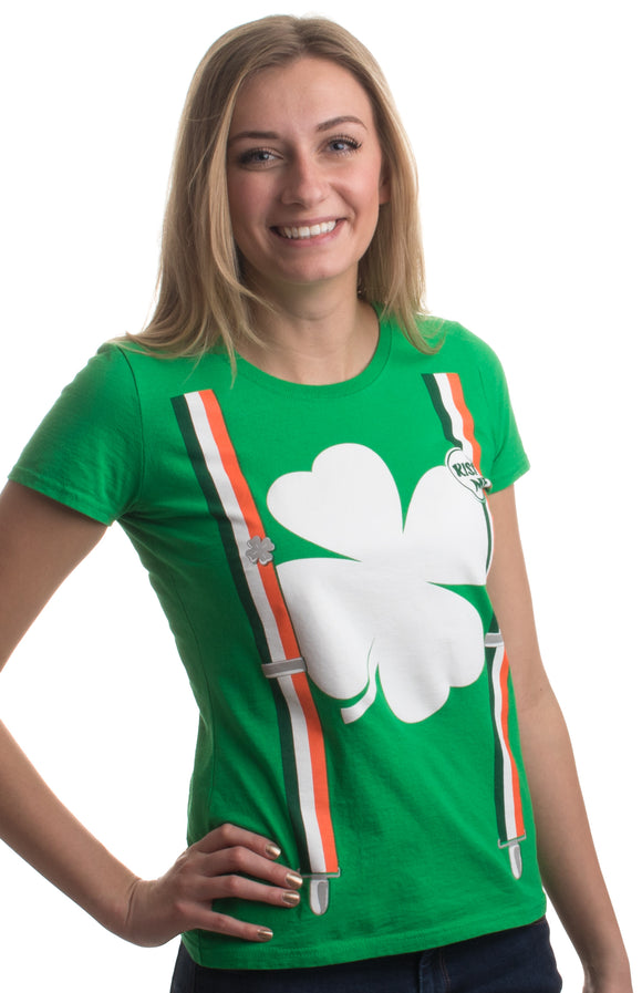 St. Patrick's Day Shamrock Suspenders | Funny St. Paddy Irish Women's T-shirt