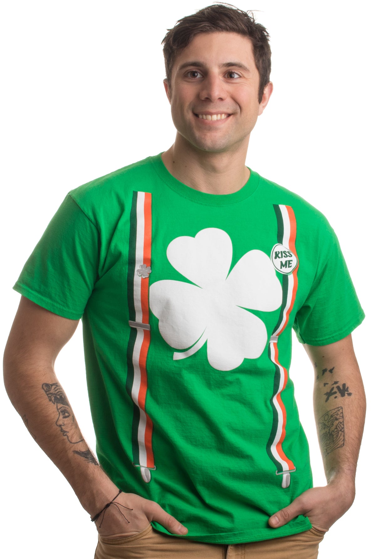 St. Patrick's Day Shamrock Suspenders | Funny St. Patrick's Day Irish for Men T-shirt