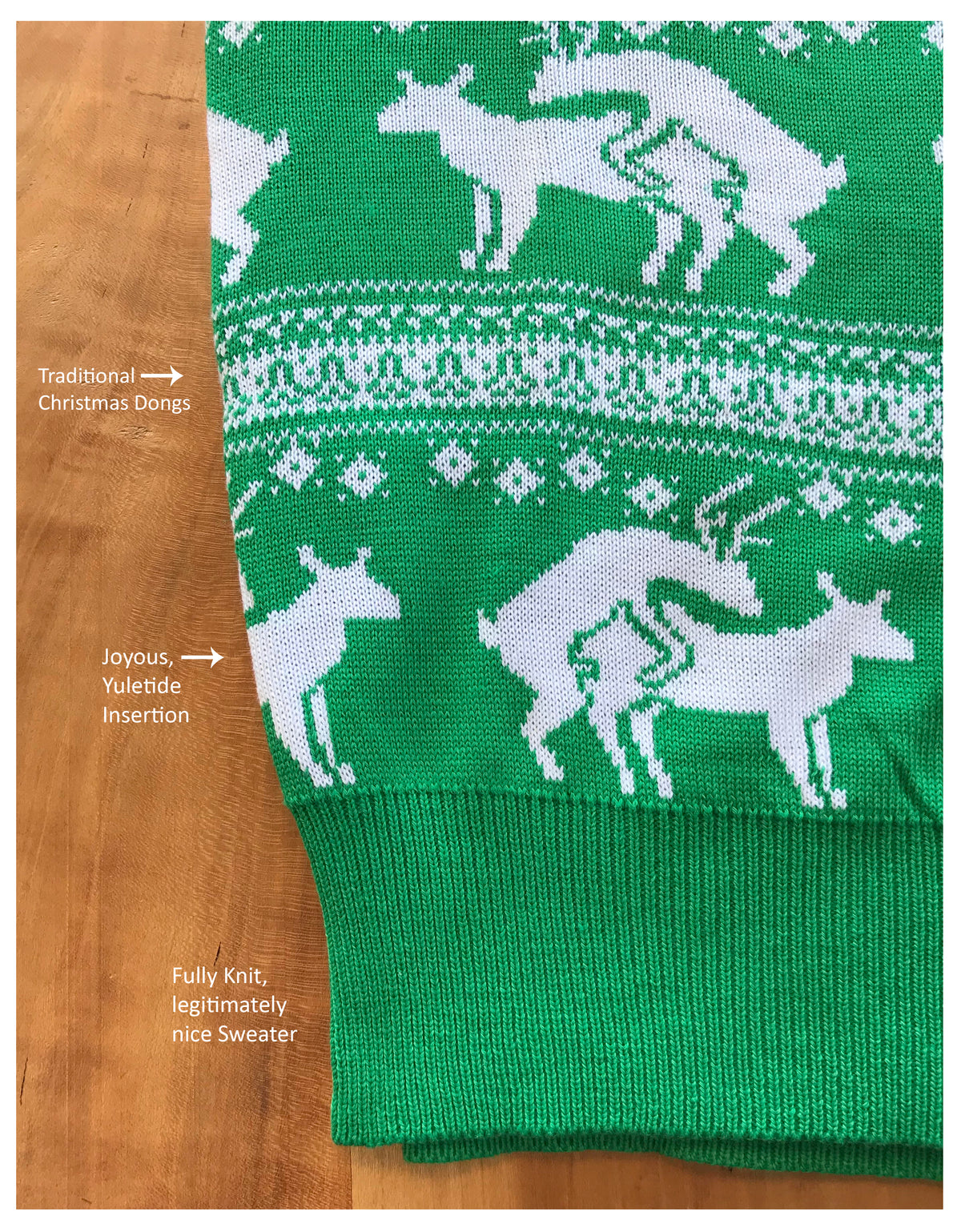 Green Reindeer Humping Ugly Christmas Sweater w/ Holiday Insertion & Christmas Dongs