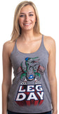 LEG DAY | Funny Weight Lifter Barbell Training Squat Workout Women's Racer Tank