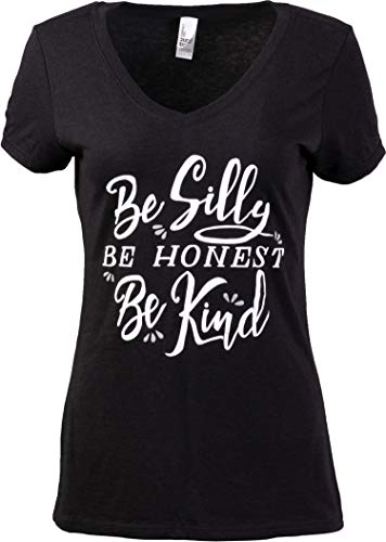 Silly Honest Kind | Positive Cute Teacher Ladies V-neck T-shirt